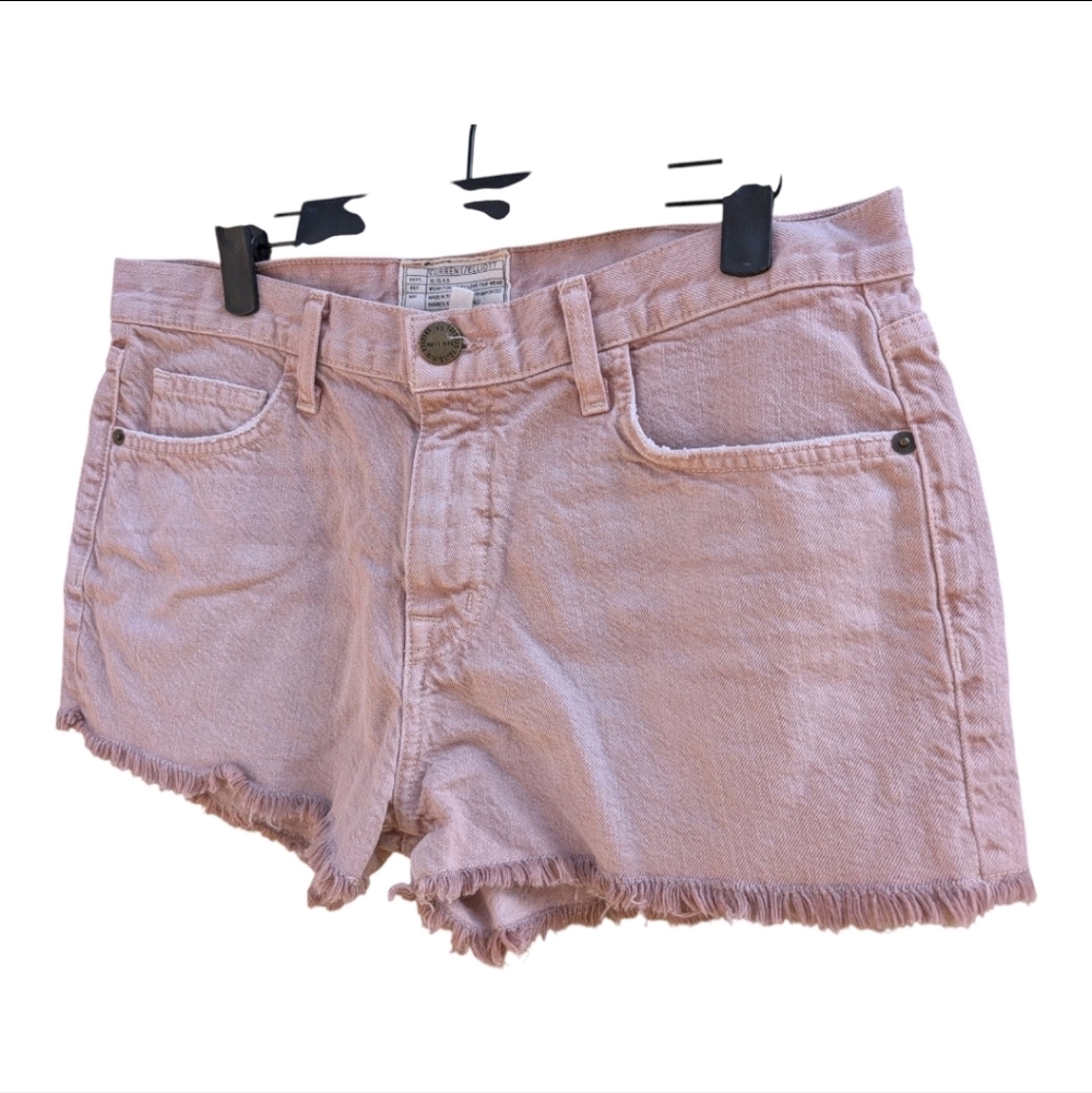 Current Elliott Denim Shorts Low Rise Muted Pink Distressed Size 27 Made In USA - Picture 3 of 6